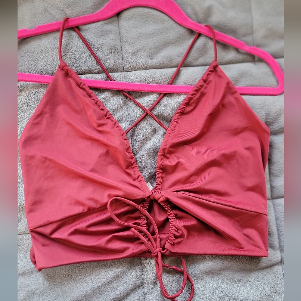 Free People Intimately Wine/Burgundy Halter  Top